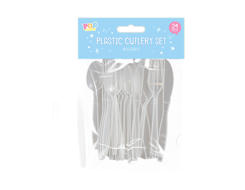 Reusable Plastic Cutlery Set 24pk
